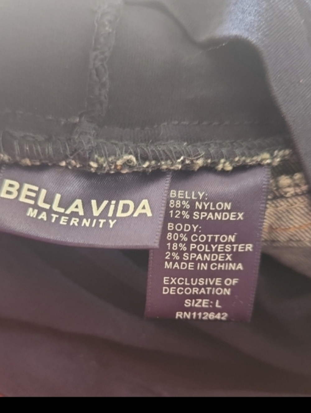 Bella Vida Maternity Jeans Size Large - Picture 2 of 4